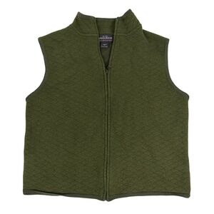 Woolrich Womens Vest Green Quilted Full Zip Size Medium 100% Wool